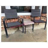 (Front) Pair Black Patio Chairs & Table