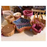 (K) 7 Longaberger Baskets W/Inserts & Liners
