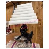 (K) Chalkware Horse Lamp w/Metal Tiered Shade