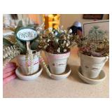 3 Longaberger Pottery Red Flower Pots