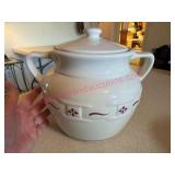 Longaberger Pottery Red 2-Handle Cookie Jar