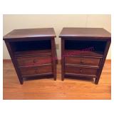 (BR2) 2 Heavy Dark Wood Nightstands
