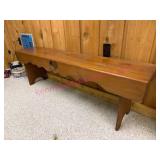 (B) Wooden Bench w/ Heart-Cutout Design