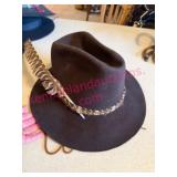 (BR1) Jedi Boss Brown Felt Hat W/ Feather Accent