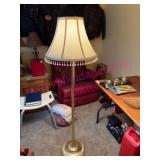 (LR) Brass Floor Lamp w/ Fabric Shade