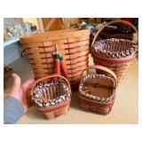 (K) 4 Longaberger Baskets w/Red Accents