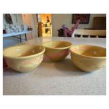 3 Longaberger Pottery Yellow Small Bowls