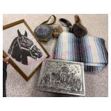 (B) Lot Horse Prints, Big Powder Horn, Etc