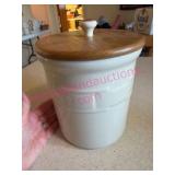 Longaberger Pottery Crock w/ Wood Lid