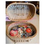(K) Basket w/ Assorted Slogan Buttons