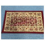 Rectangular Rug w/ Red Border & Floral Design