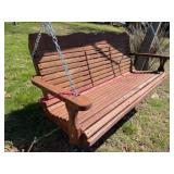 Wooden Swing w/New Chains & Fold-Down Tray