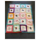 Lap Quilt w/ Embroidered Sunbonnets 4ft x 5ft