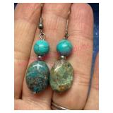 Turquoise Dangle Earrings w/Metal Hooks