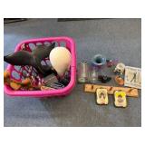 Pink Laundry Basket w/Misc Items