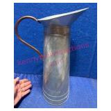 Decorative 18in Galvanized Pitcher w/Copper Handle