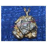 14K Gold Diamond Pendant, 8.8 Grams