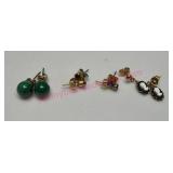 4 Earrings w/ Various Designs & Stones