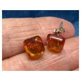 Baltic Amber Square Post Earrings