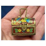 Miniature Cloisonne Enameled Brass Trinket Chest