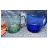 2 Large Starbucks Glass Mugs in Blue & Green