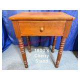 1800s Cherry 1-Dr Stand w/ Turned Legs