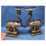 Vtg Metal Elephant Candleholders (ornate)