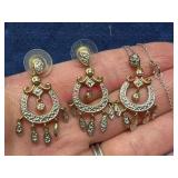 Sterling & Gold-Tone Earrings/Necklace 10.8g