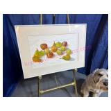 Framed Watercolor of Apples & Pears
