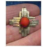 Sterling Silver Cross Pendant w/ Red Center
