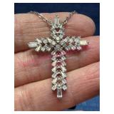 Danbury Mint Crystal Cross Pendant Necklace