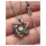 Sterling Silver 18in Necklace w/ Star Pendant 3.6g