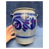 Salt-Glazed Stoneware Crock w/ Blue Cobalt Design