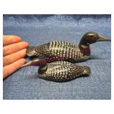 Hand Painted Carved Wooden Loons