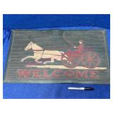 Rubber Welcome Mat w/Horse & Buggy Design