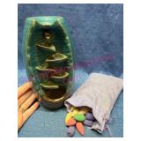 Ceramic Waterfall Backflow Incense Burner w/Cones