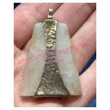 Sterling Silver & Stone Pendant w/ Markings