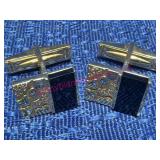 14k Gold Cufflinks 10.6g Onyx-Diamond