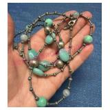 Sterling Silver 34in Turquoise Necklace