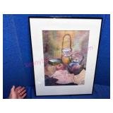 Framed Watercolor Still Life by D.K. Schulz