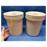 Lrg Salt Glazed Pottery Canisters w/Lids