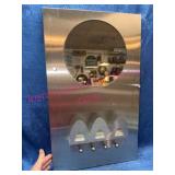 Stainless Steel Magnetic Wall Mirror w/ Hooks #1