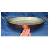 Vtg Oval Copper Pan w/Brass Handles