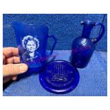 Trio of Cobalt Blue Glass Collectibles