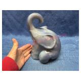 Blue Ceramic Elephant Figurine w/ Glossy Finish