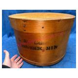 Antique Round Wooden Container w/ Advertising