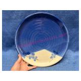 Handcrafted Ceramic Plate w/ Blue Floral Design