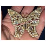 Kramer Gold-Tone Butterfly Brooch w/Rhinestones