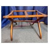 Wooden Luggage Rack w/ Greek Key Straps