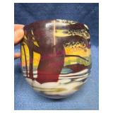 Signed Glass Vase by Rick Miller, 1983